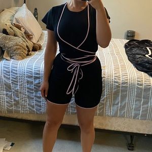 i am gia cut out tie romper jumpsuit